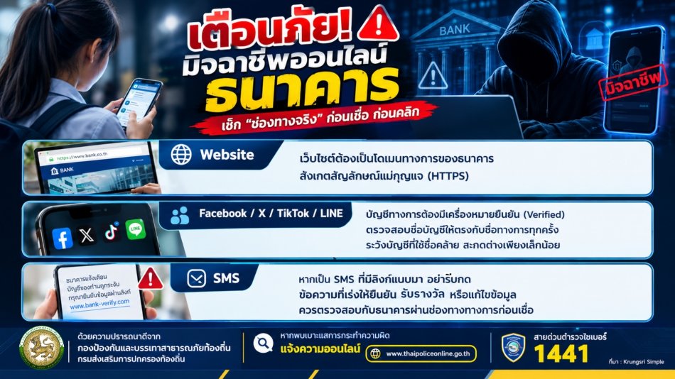**ประชาสัมพันธ์เตือนภัยมิจฉาชีพออนไลน์ (Scammer)**